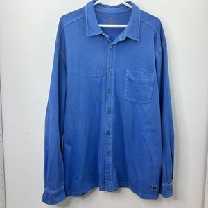 The Territory Ahead XXL Blue Cotton Button Front Shirt Long Sleeve Pocket